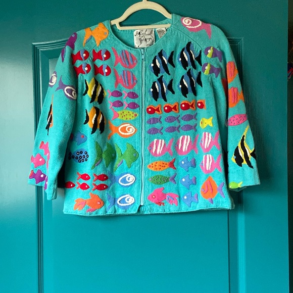 Michael Simon Sweaters - VINTAGE MICHAEL SIMON CROPPED FISH SWEATER SIZE P/M RARE FIND